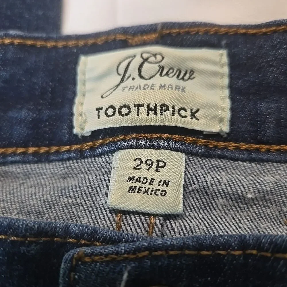J.Crew Toothpick Jeans Women 29p Blue Skinny Stretchy Petite Hipster Minimalist